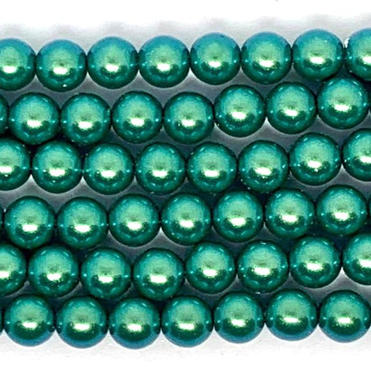 3mm Czech Glass Pearl - Bag of 100 – 02010/30020 – Iridescent Emerald