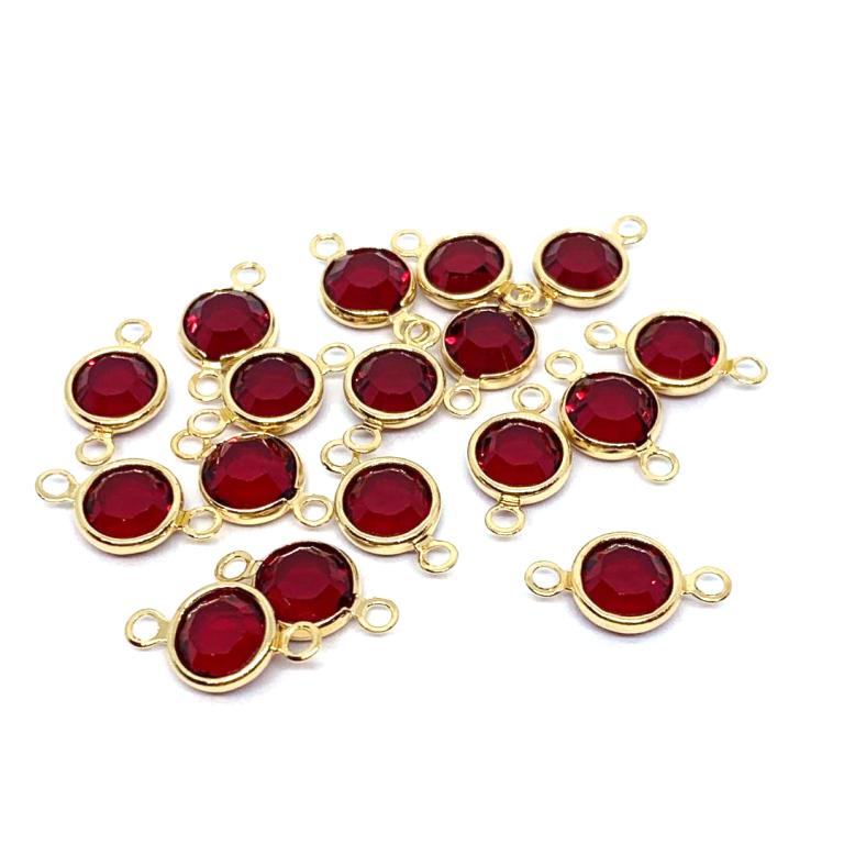 Gold Plated Preciosa Birthstone Channel Link - 6mm - Siam (January Birthstone)