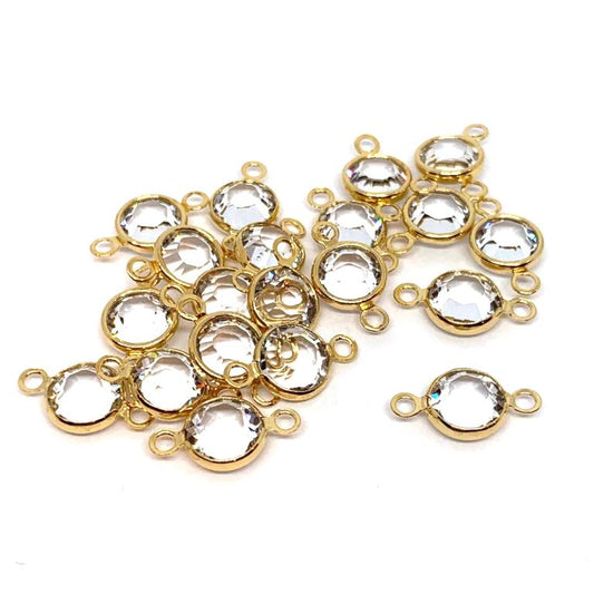 Gold Plated Preciosa Birthstone Channel Link - 6mm - Crystal (April Birthstone)