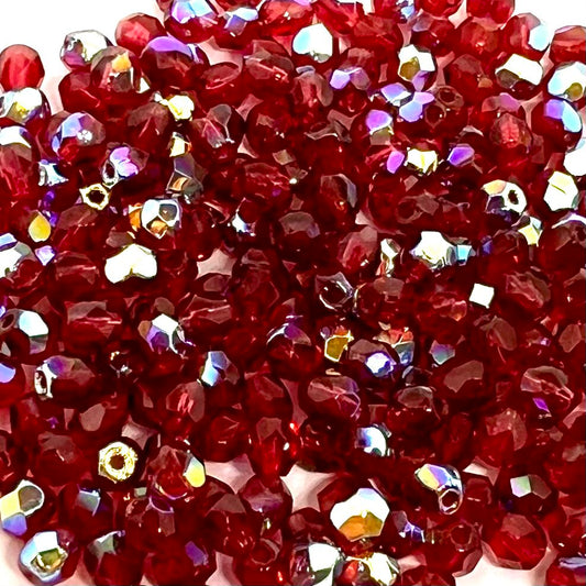 4mm Czech Fire Polish – Fuchsia AB x 100