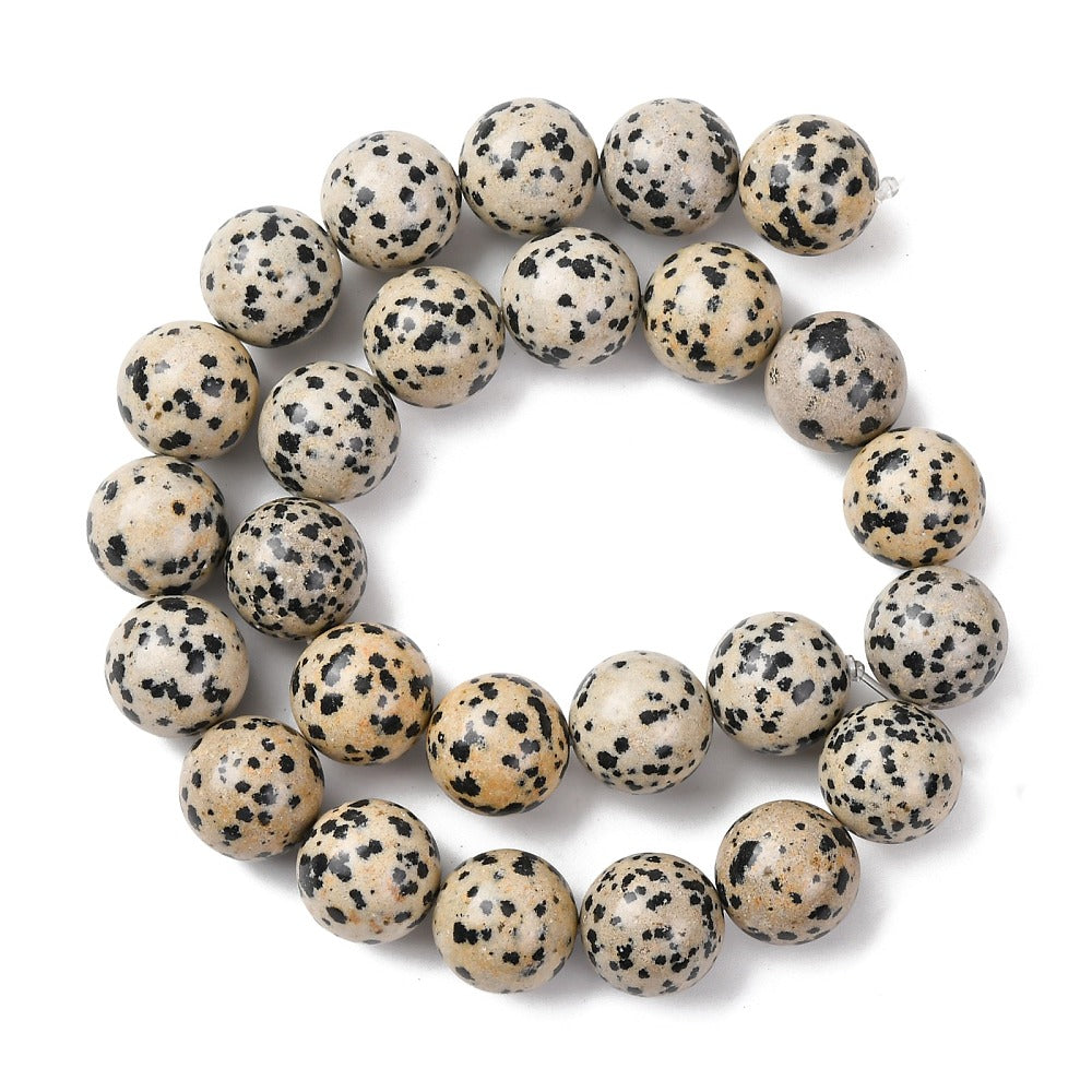 Natural Dalmatian Jasper Beads Strands, Smooth Round, 14mm