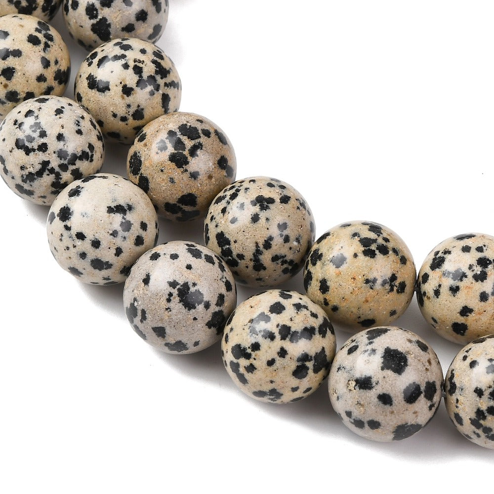 Natural Dalmatian Jasper Beads Strands, Smooth Round, 14mm