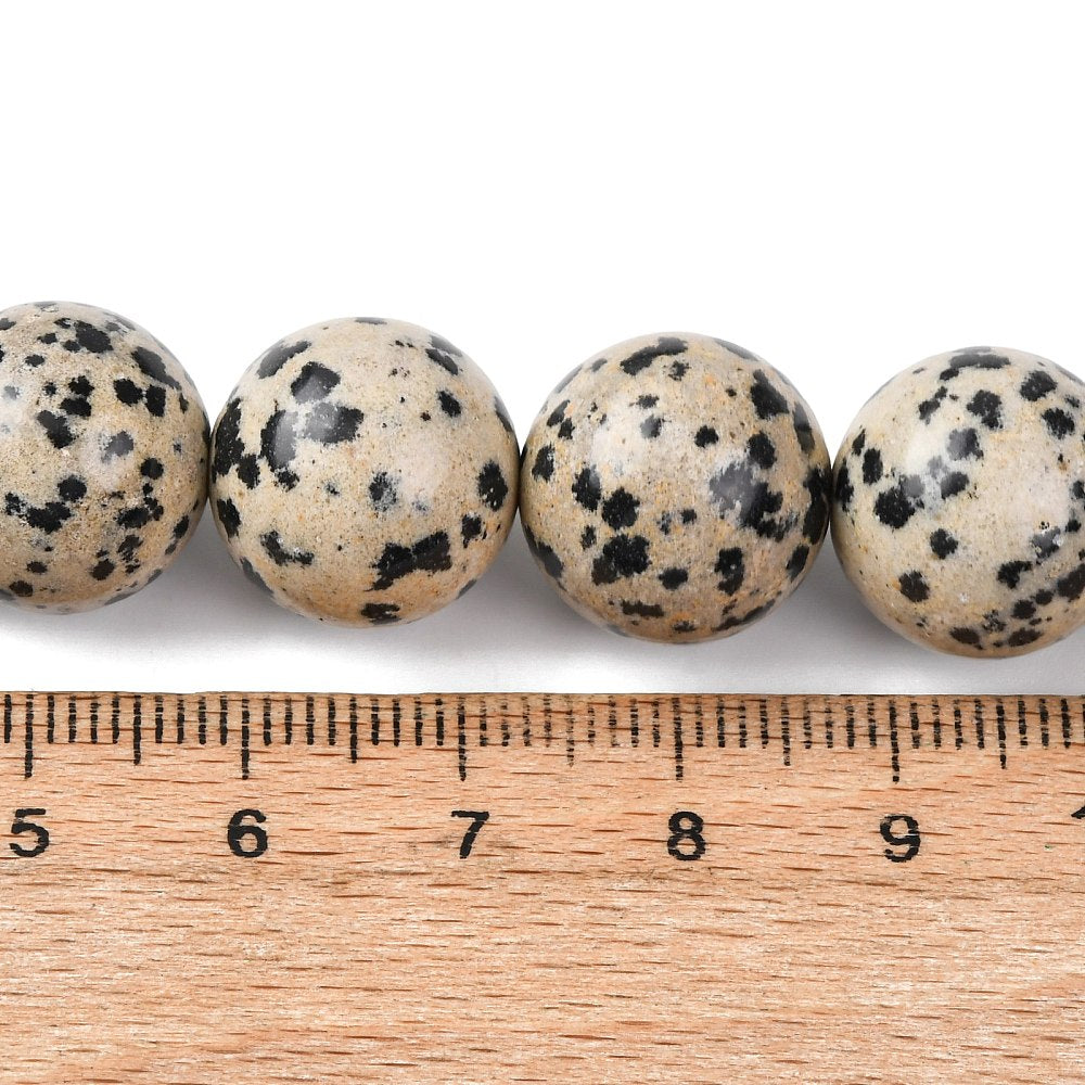 Natural Dalmatian Jasper Beads Strands, Smooth Round, 14mm