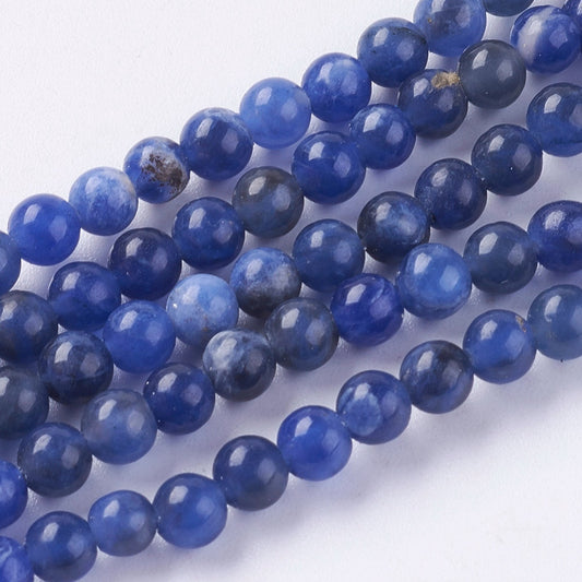 4mm Natural Sodalite Round Bead Strand.