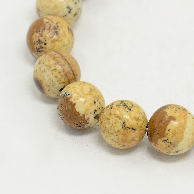 Picture Jasper Round Beads Strands, Camel