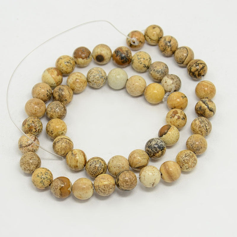 Picture Jasper Round Beads Strands, Camel