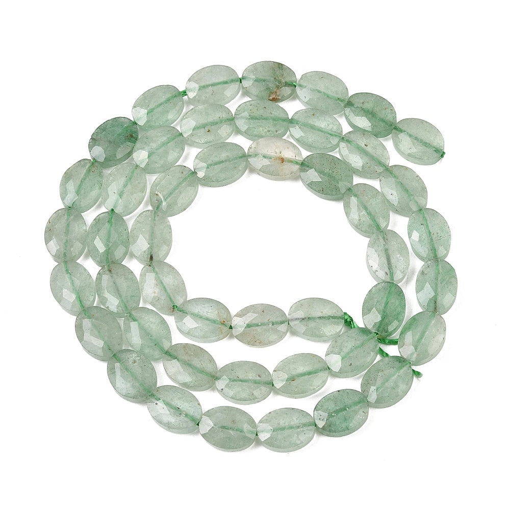 8x6mm Natural Green Aventurine Oval Faceted Bead Strand – Approx 45 Beads