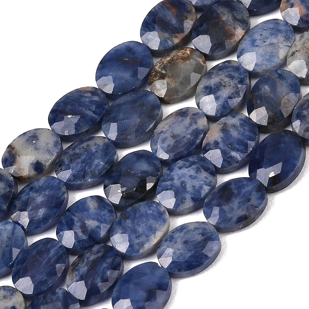 8x6mm Natural Sodalite Oval Faceted Bead Strand – Approx 45 Beads