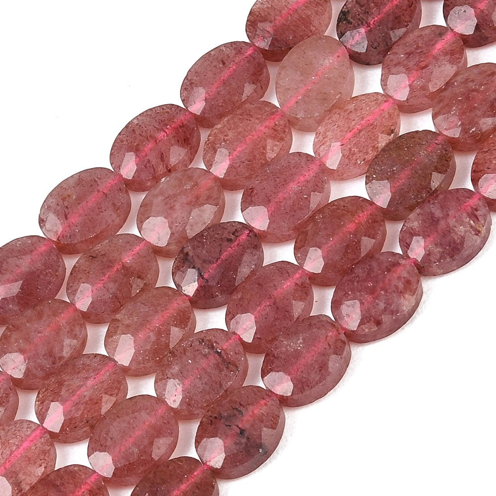 8x6mm Natural Pink Strawberry Quartz Oval Faceted Bead Strand – Approx 45 Beads