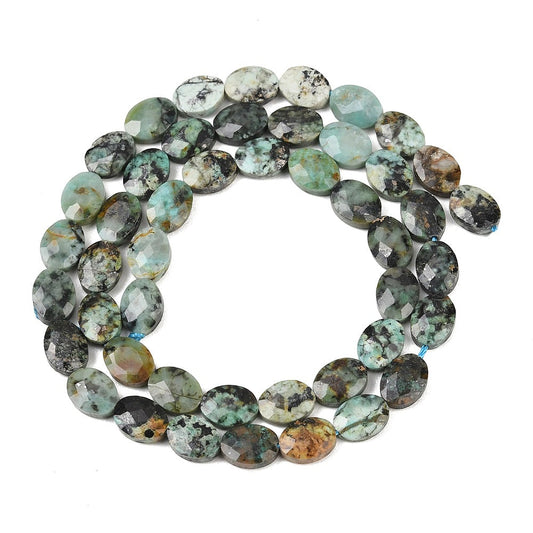 8x6mm Natural African Turquoise Oval Faceted Bead Strand – Approx 45 Beads