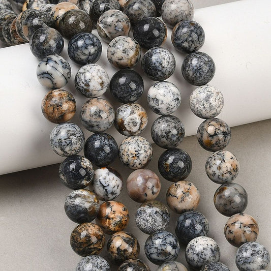 Natural Black African Opal Bead Strands, Smooth Round, 10mm