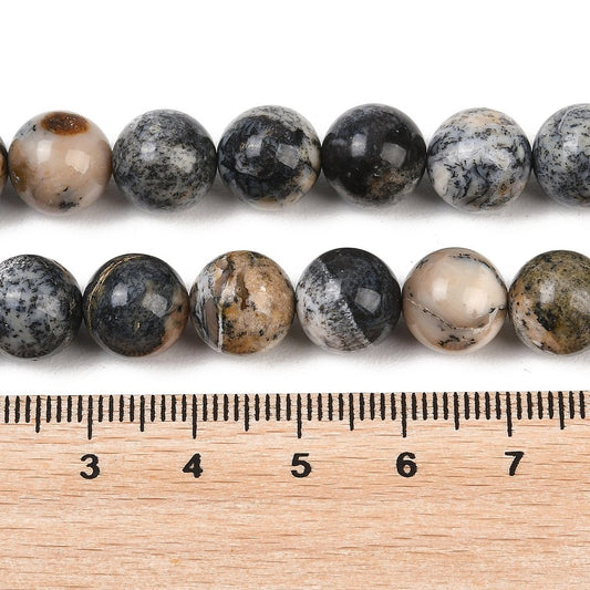 Natural Black African Opal Bead Strands, Smooth Round, 10mm