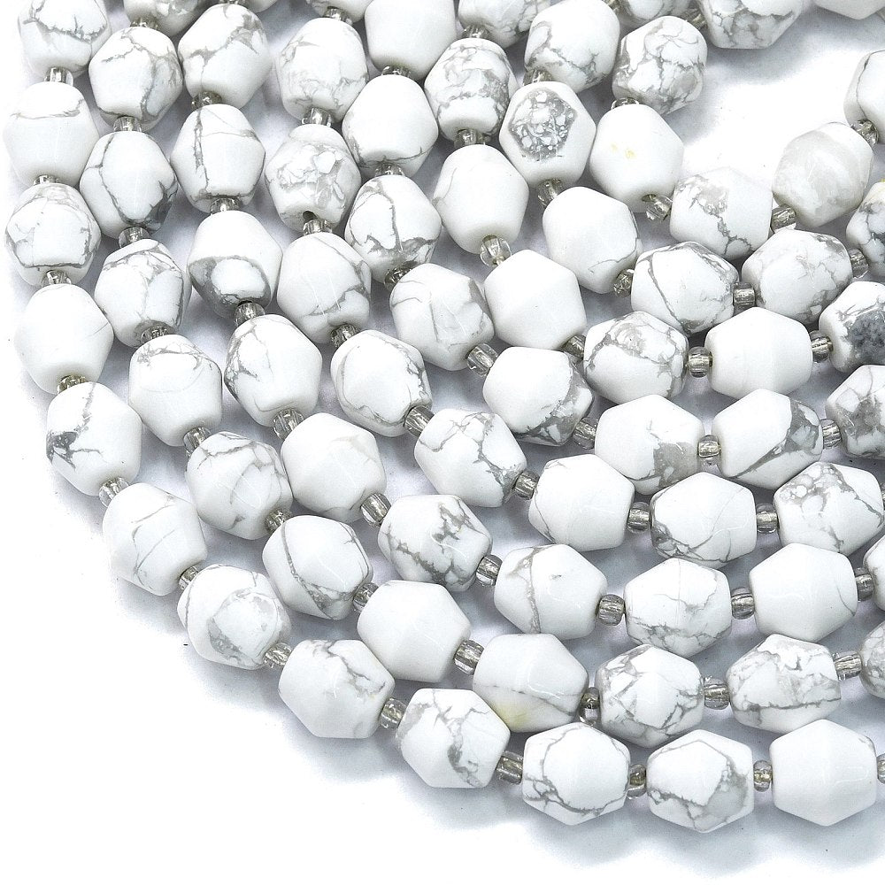 Natural Howlite Beads Strands, Bell, with Seed Beads