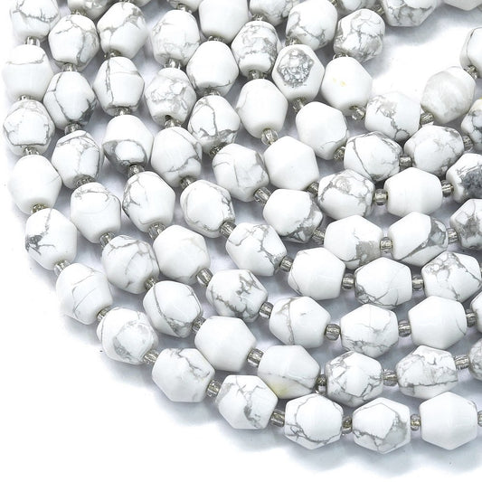 Natural Howlite Beads Strands, Bell, with Seed Beads