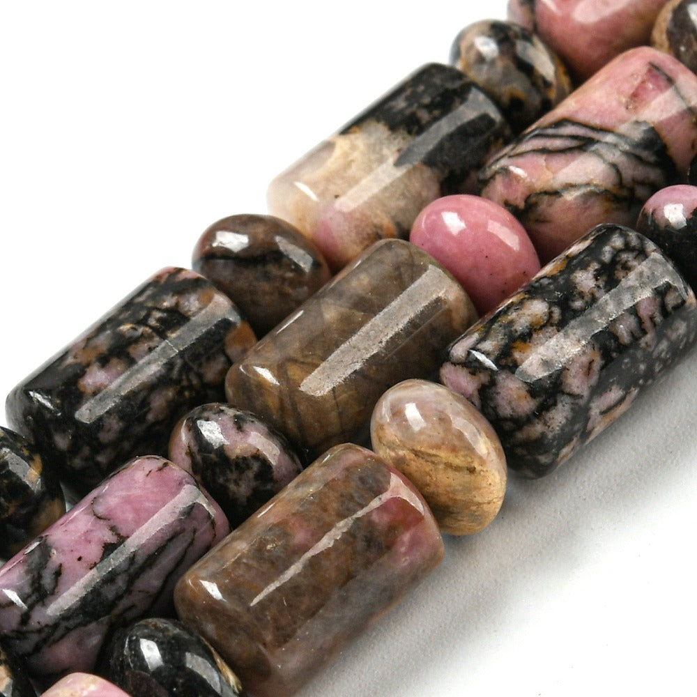 Natural Rhodonite Beads Strands, with Rondelle Beads, Column