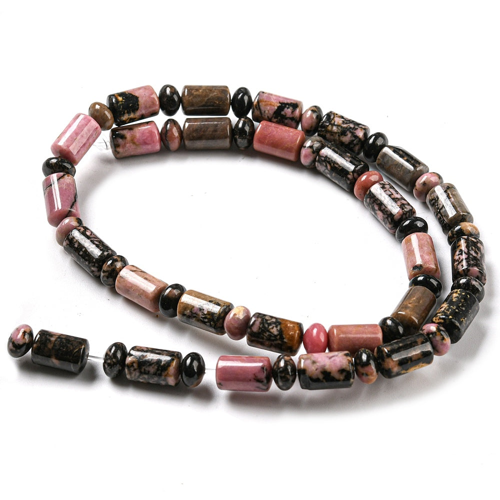 Natural Rhodonite Beads Strands, with Rondelle Beads, Column