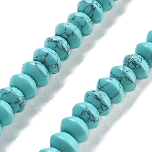 Synthetic Turquoise Beads Strands, Saucer Beads