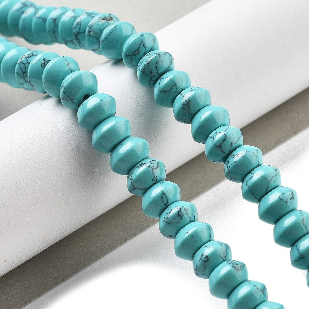Synthetic Turquoise Beads Strands, Saucer Beads