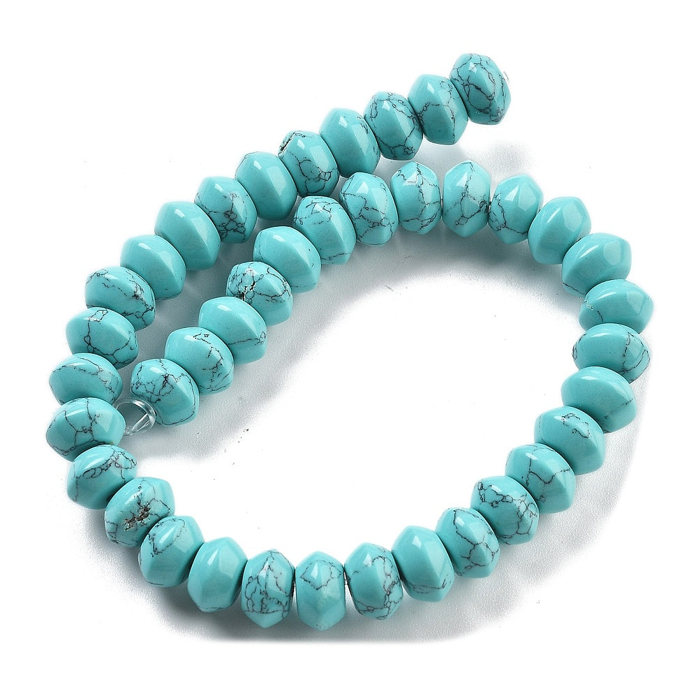 Synthetic Turquoise Beads Strands, Saucer Beads