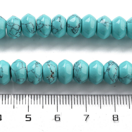 Synthetic Turquoise Beads Strands, Saucer Beads