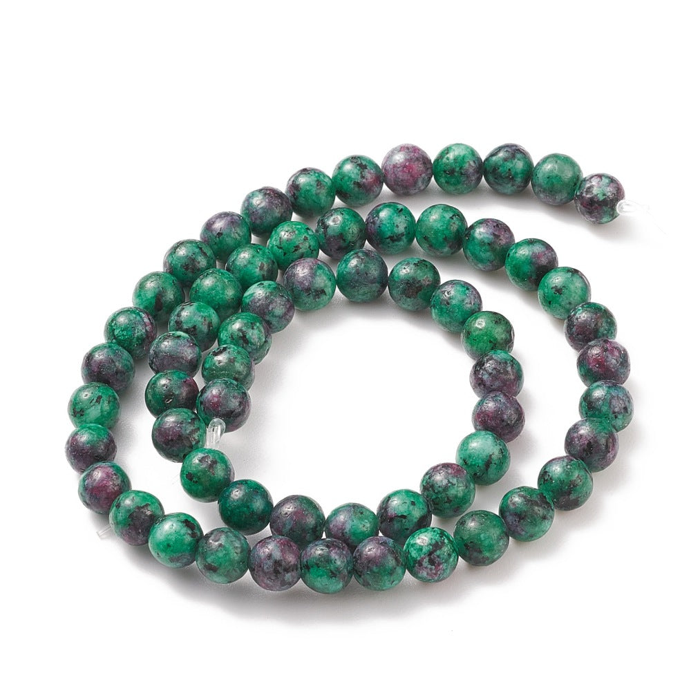6mm Round Dyed Natural Gemstone Bead Strands, Imitation Ruby in Zoisite Beads Strands
