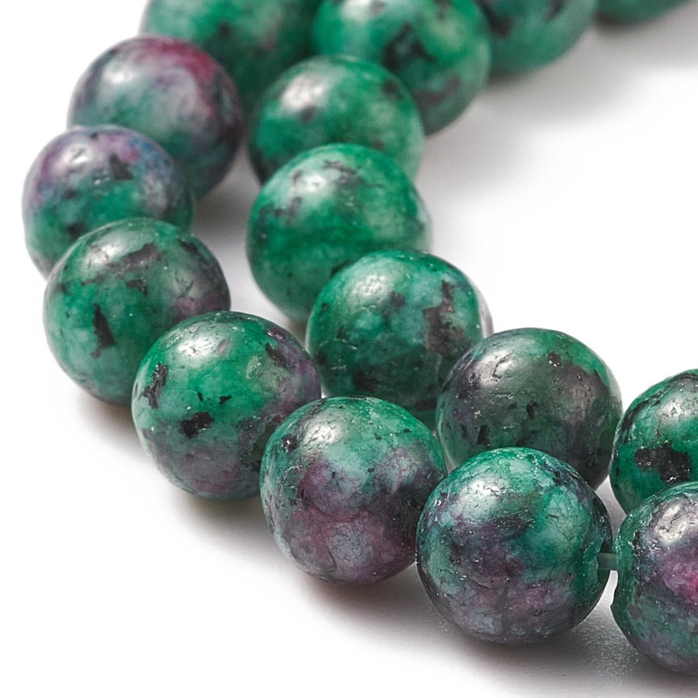 6mm Round Dyed Natural Gemstone Bead Strands, Imitation Ruby in Zoisite Beads Strands