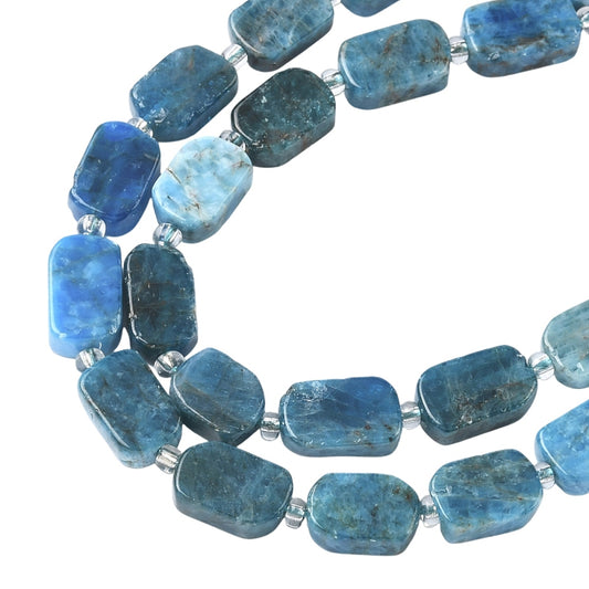 Strand Natural Apatite Beads Strands, with Seed Beads, Rectangle