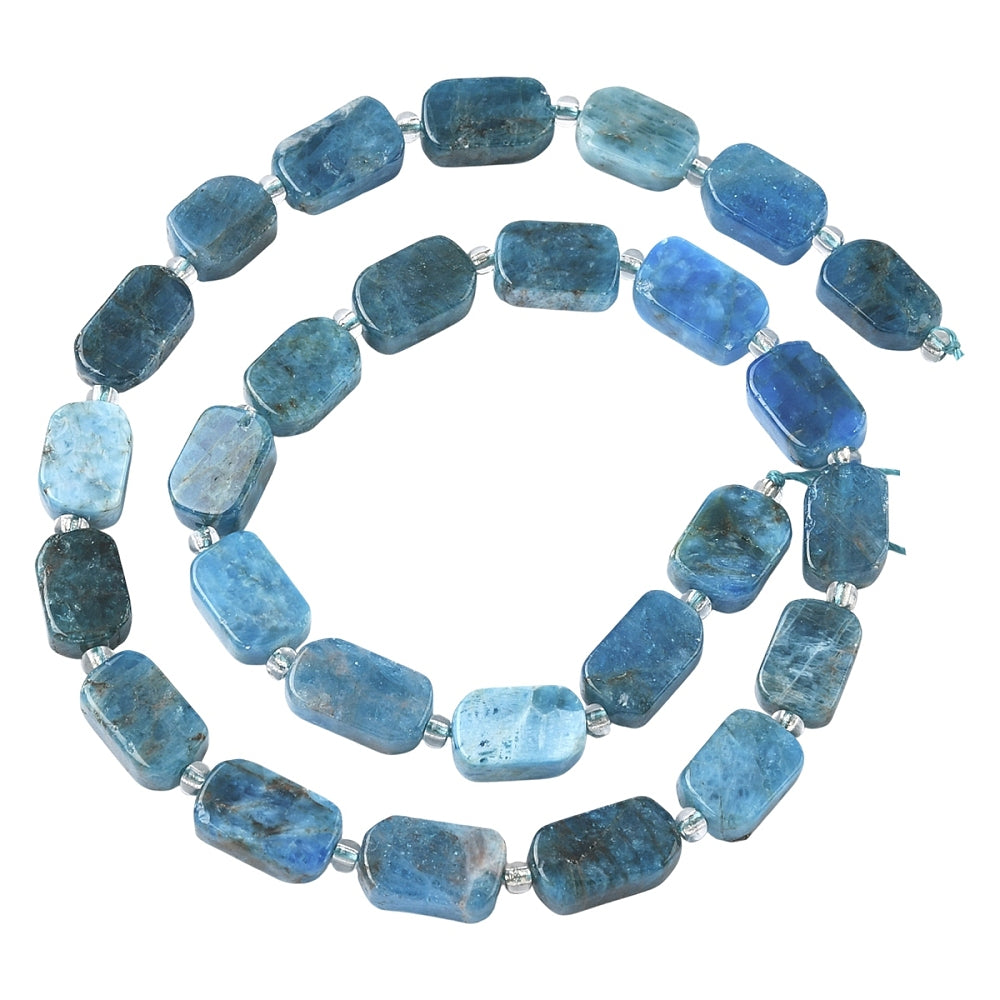 Strand Natural Apatite Beads Strands, with Seed Beads, Rectangle