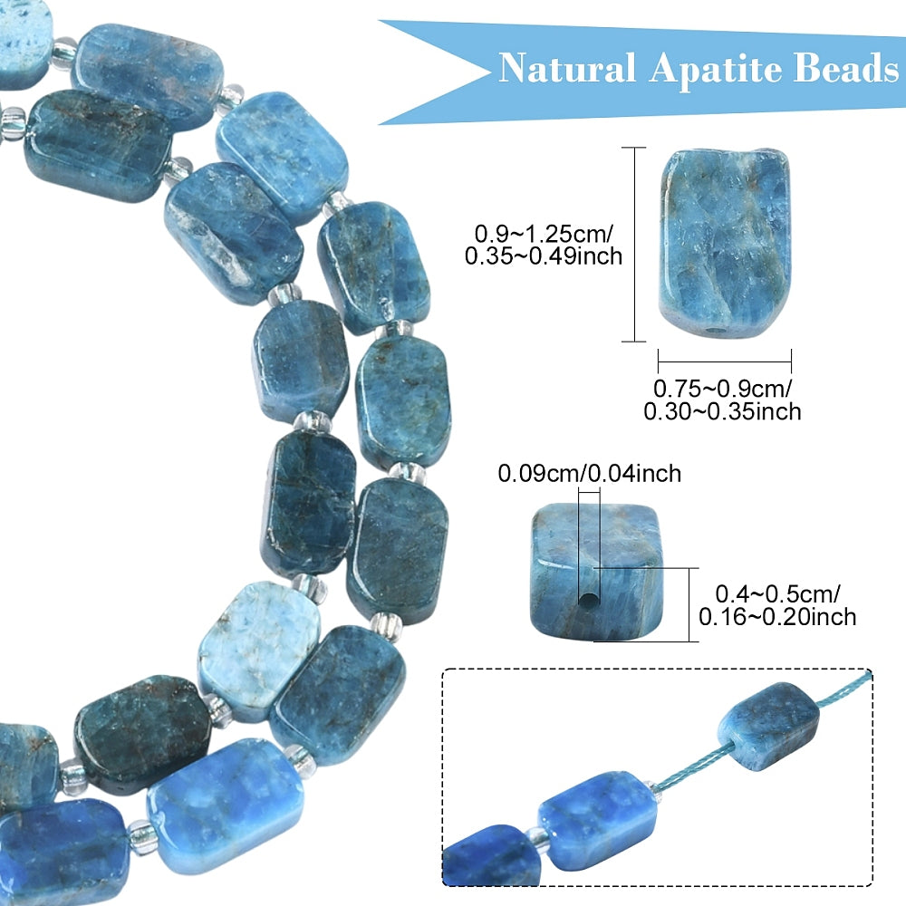 Strand Natural Apatite Beads Strands, with Seed Beads, Rectangle