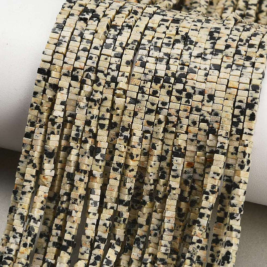 Natural Dalmatian Jasper Beads Strands, Square, Heishi Bead