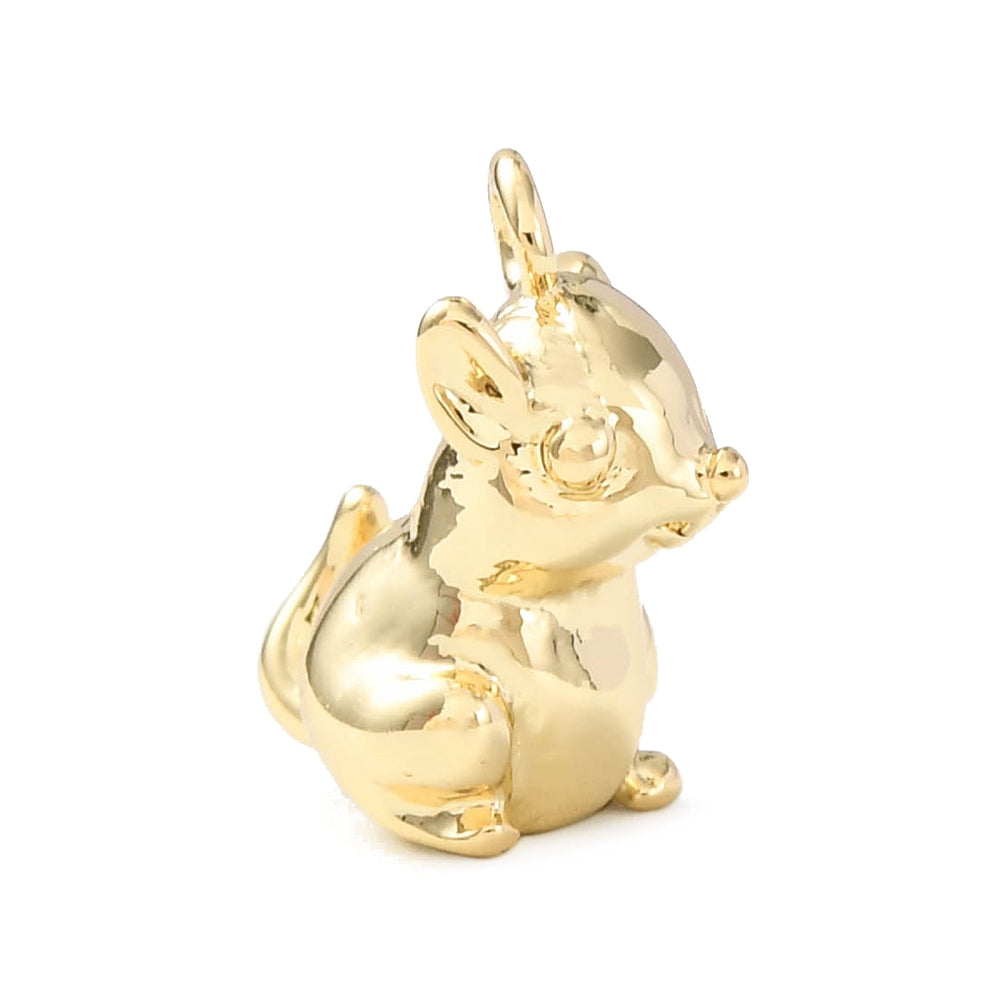 Brass Charms, Squirrel Charms, Real 18K Gold Plated