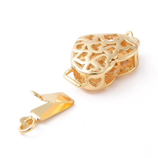 18k Gold Plated Heart Box Clasp 16.5x10.5mm