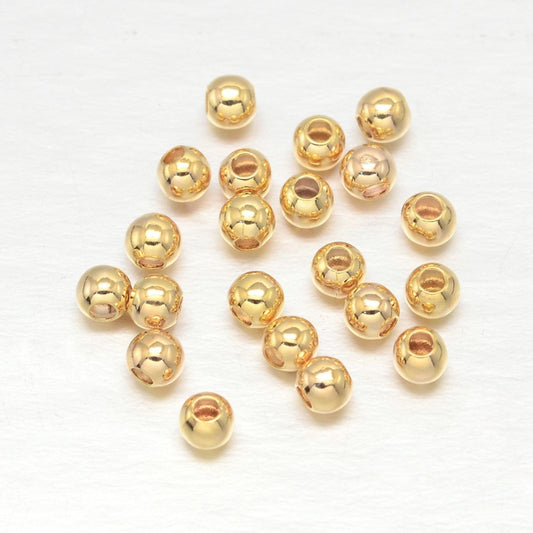 3mm Real 18K Gold Plated Brass Round Spacer Beads – Bag of 25 - Lightweight
