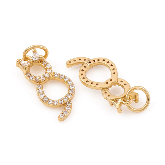 Cat Micro Pave Cubic Zirconia Charms, Cat Shape, Clear,
