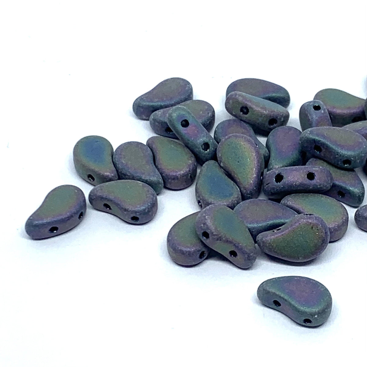Paisley Duo Beads 8x5mm – 10g – Jet Red Iris Matte