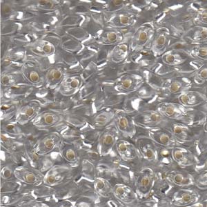 Miyuki Long Magatama 4x7mm - 5g Bag - Silver Lined Crystal