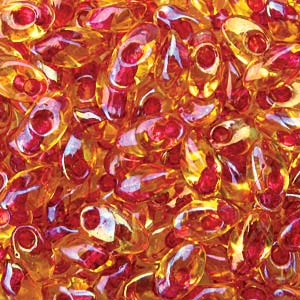 Miyuki Long Magatama 4x7mm - 5g Bag - Dark Pink Lined Amber - 363