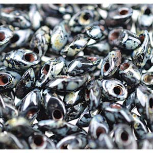 Miyuki Long Magatama 4x7mm - 5g Bag – Picasso Smoky Black Matte - 4511
