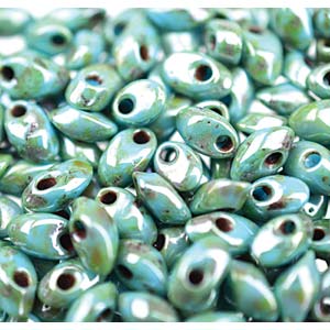 Miyuki Long Magatama 4x7mm - 5g Bag - Picasso Seafoam Green Matte
