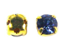 4mm Gold Plated Chaton Montee x 24 – Light Sapphire