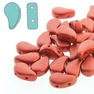 Paisley Duo Beads 8x5mm - 7g - Chalk Lava Red
