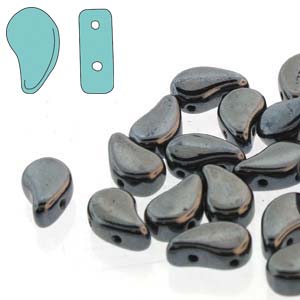 Paisley Duo Beads 8x5mm - 10g - Jet Hematite