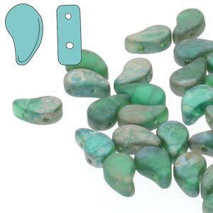 Paisley Duo Beads 8x5mm – 9g – Emerald Matte Rembrandt