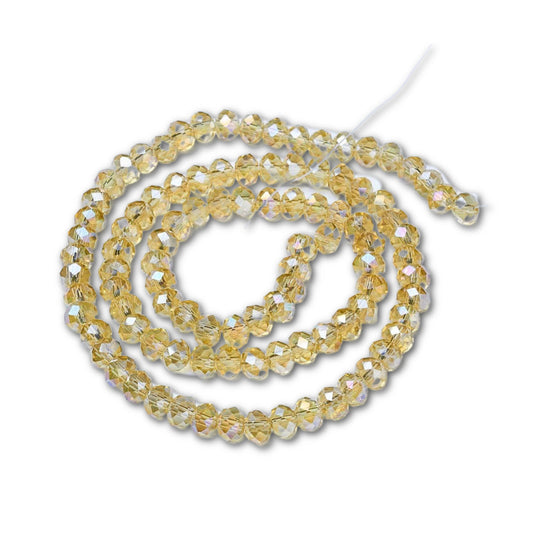 6x5mm Crystal Rondelle Bead Strand – Approx 70 Beads – Pale Topaz AB