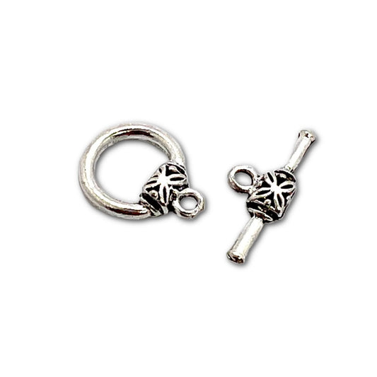 Silver Plated Petal Toggle 18x14mm