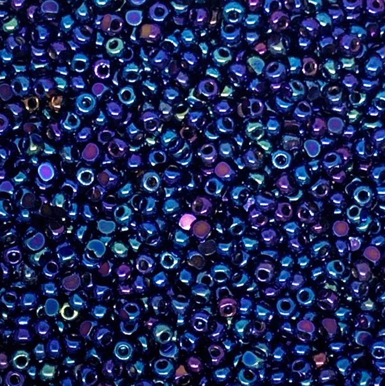 11/0 Preciosa Faceted Seed Beads - 10g Bag - Jet Blue Iris