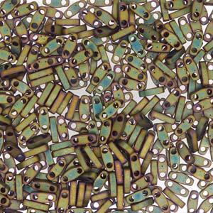 Miyuki Quarter Tila Beads - 5g Bag - Matte Metallic Khaki Iris - QTL2035