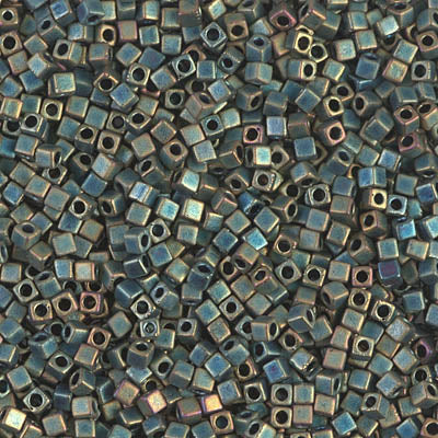 Miyuki 1.8mm Cube Beads - 5g Bag - Matte Metallic Patina Iris