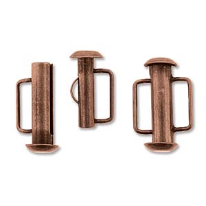 Antique Copper Slide Bar Clasp 16.5mm