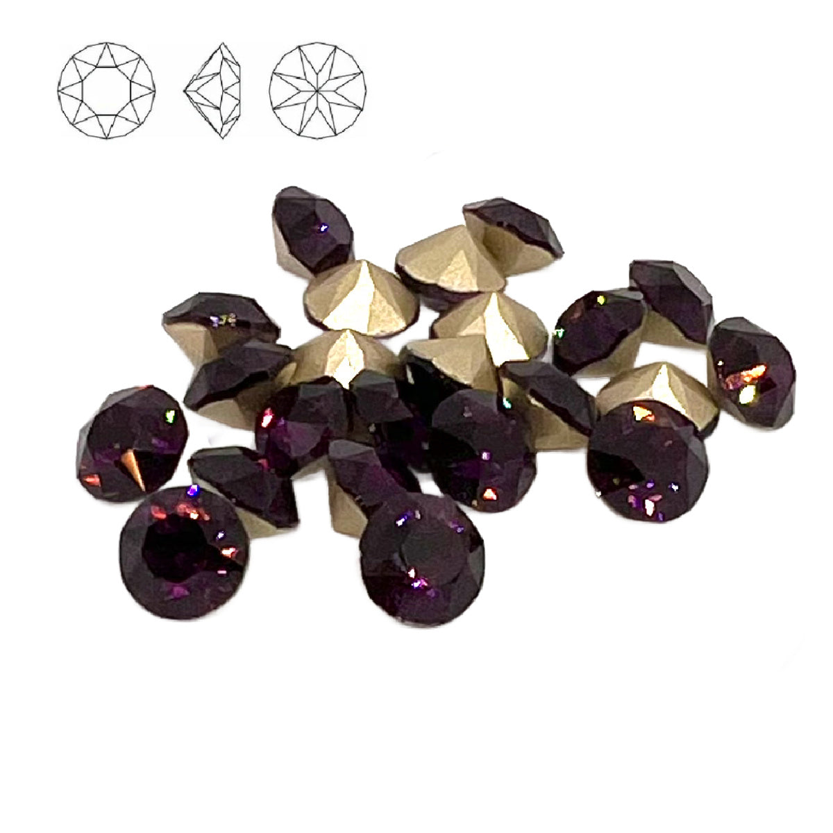 Aurora Pointy Back Chaton (C1028) SS39 – 8mm – Amethyst – Pack of 2